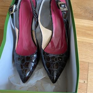 Gray Crocca Kate Spade slingback heels